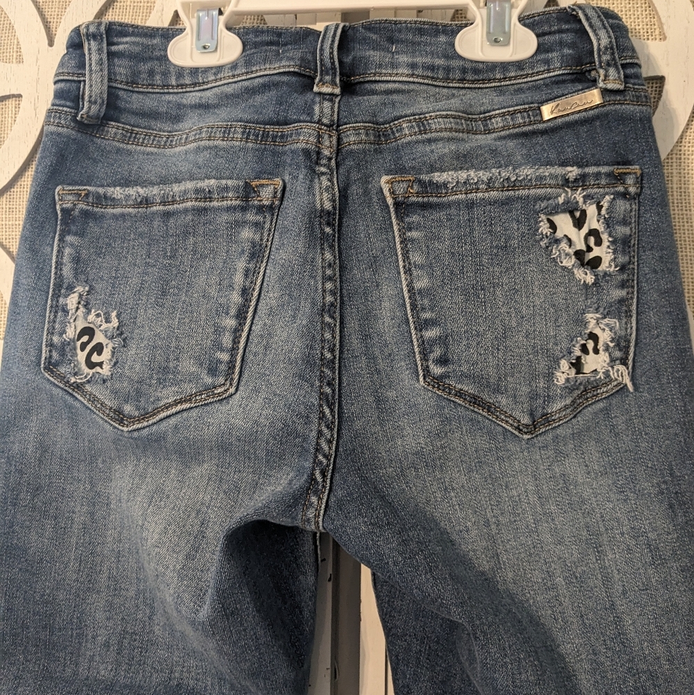Kancan Leopard Print Patch Distressed Skinny Jeans - image 7